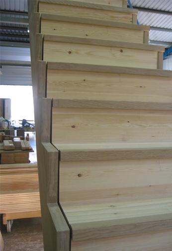 Oak with Glass Balustrading out of string